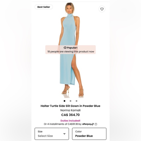 Norma Kamali Light Blue Halter Maxi Dress - Picture 3 of 4